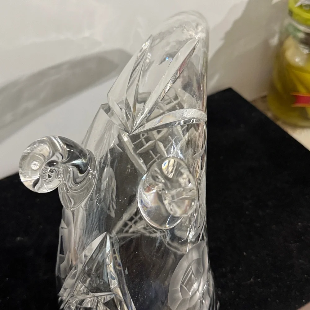 Beautiful Vintage West Germany Cornucopia Vase Hand Cut and Etched Crystal